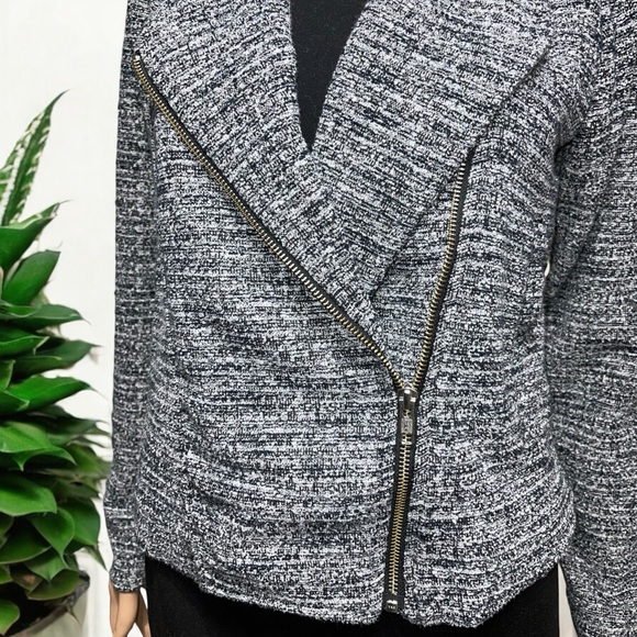 Banana Republic Black & White Boule Lurex Zipper Moto Style Jacket - Picture 10 of 16